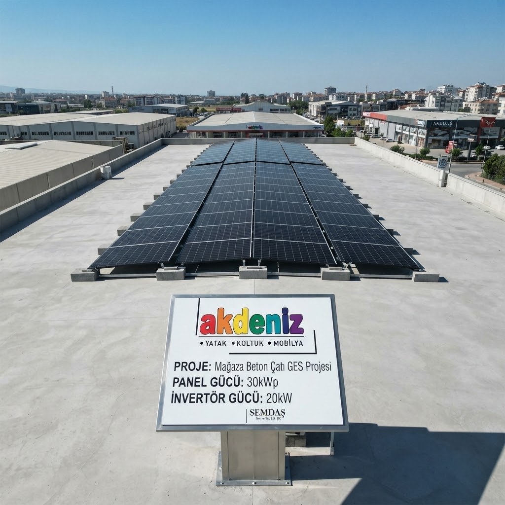 Akdeniz Mobilya Mağaza - Mağaza Beton Çatı GES Projesi
